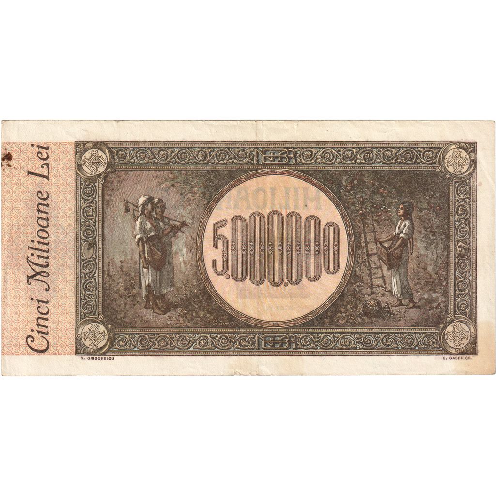 Romania, 5000000 Lei, 1947-06-25, AU(50-53)
