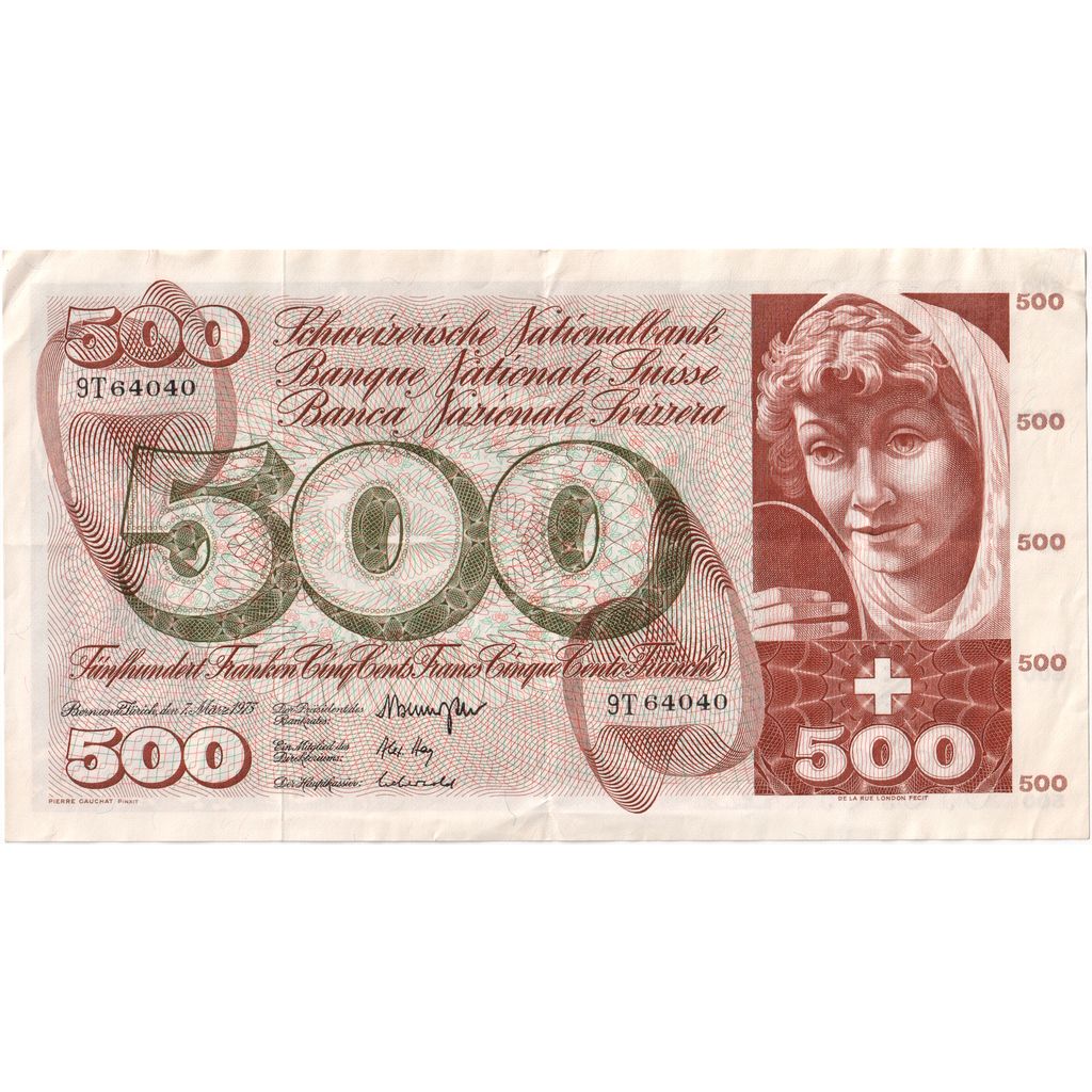 Switzerland, 500 Franken, 1973-03-07, EF(40-45)