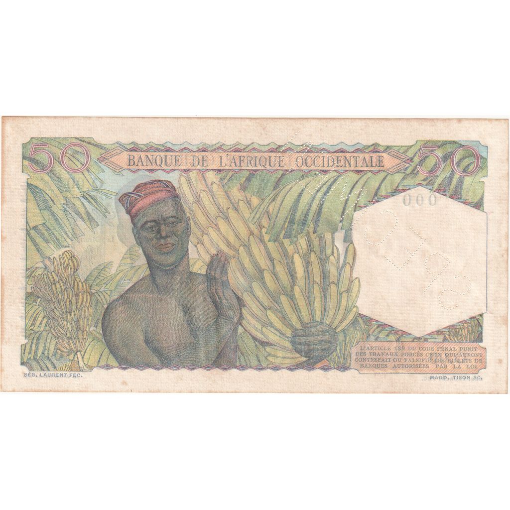 French West Africa, 50 Francs, Undated (1943), Specimen, UNC(60-62)