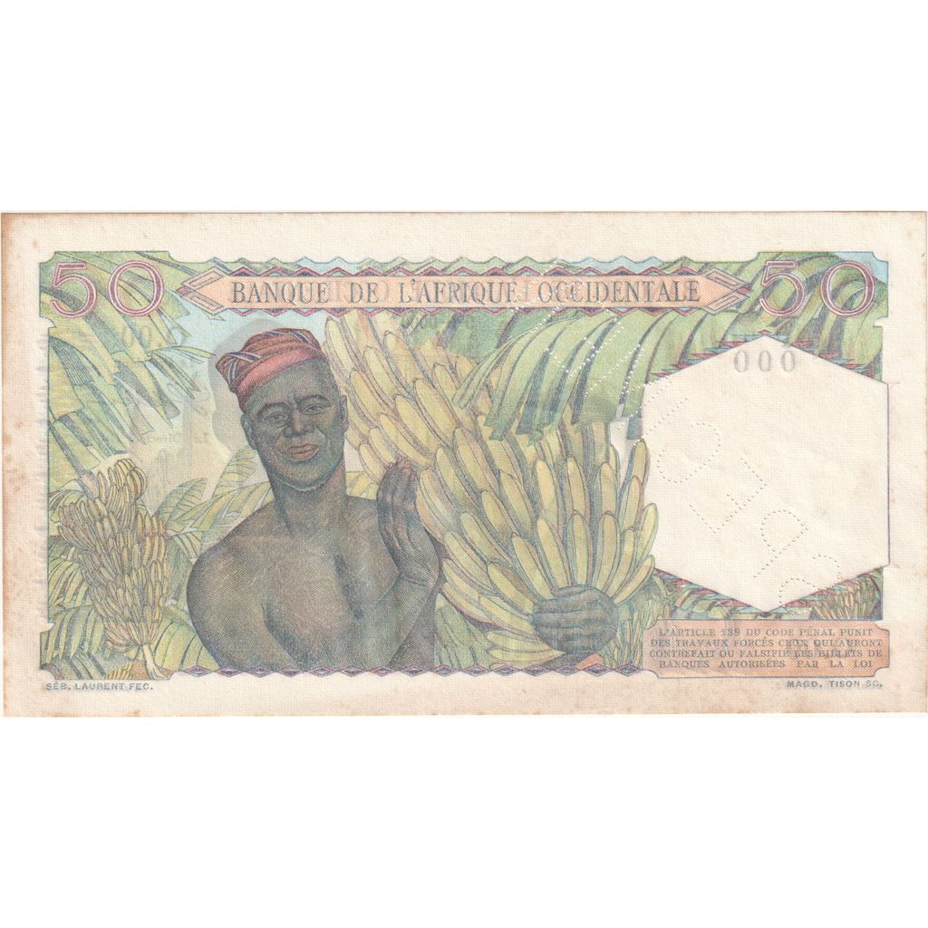 French West Africa, 50 Francs, Undated (1943), Specimen, UNC(60-62)