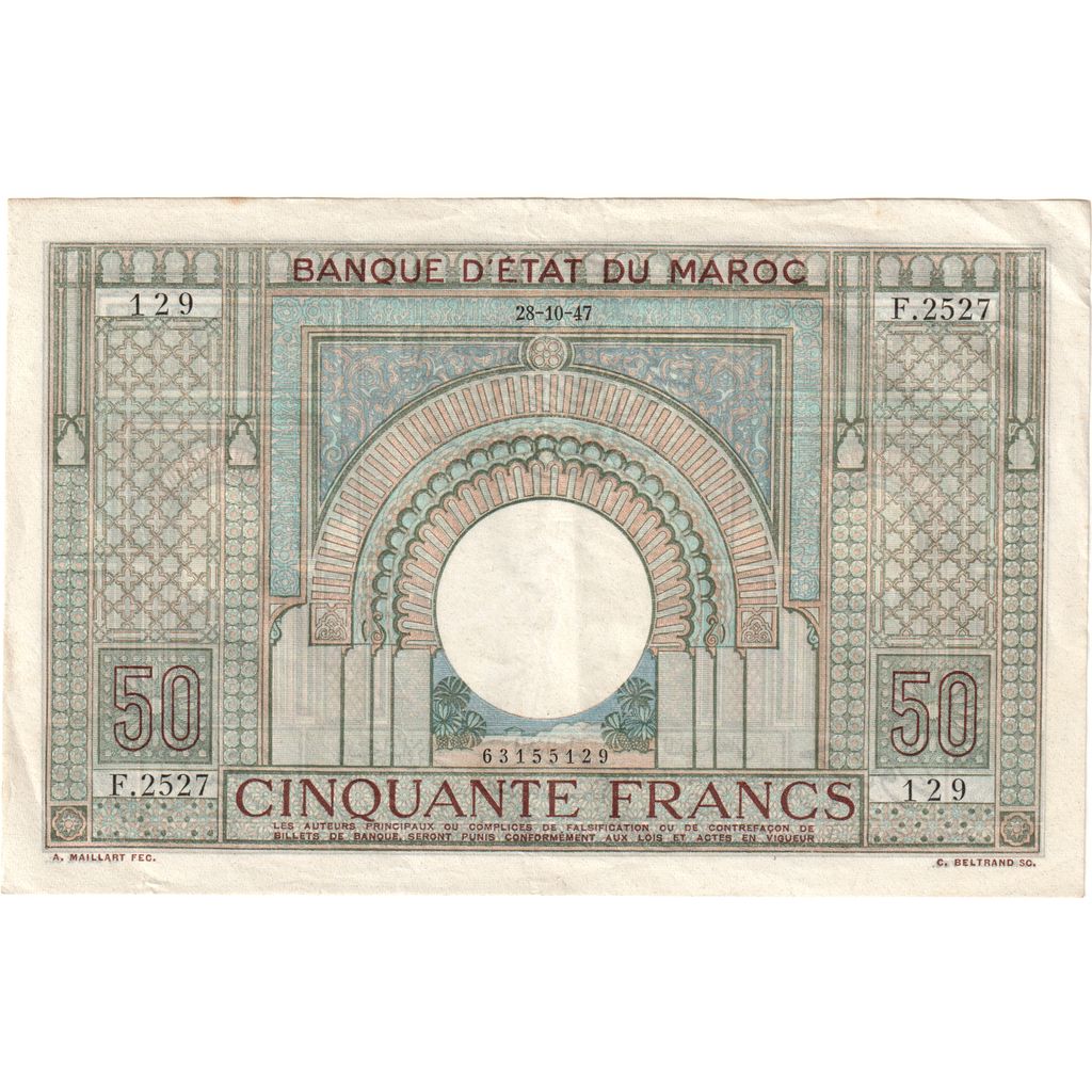 Marruecos, 50 Francs, 1947-10-28, MBC