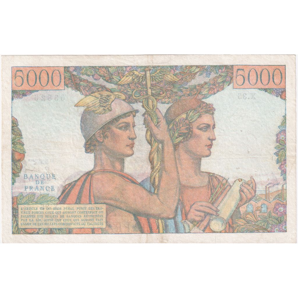 France, 5000 Francs, Terre et Mer, 1949-11-03, X.35, AU(55-58)