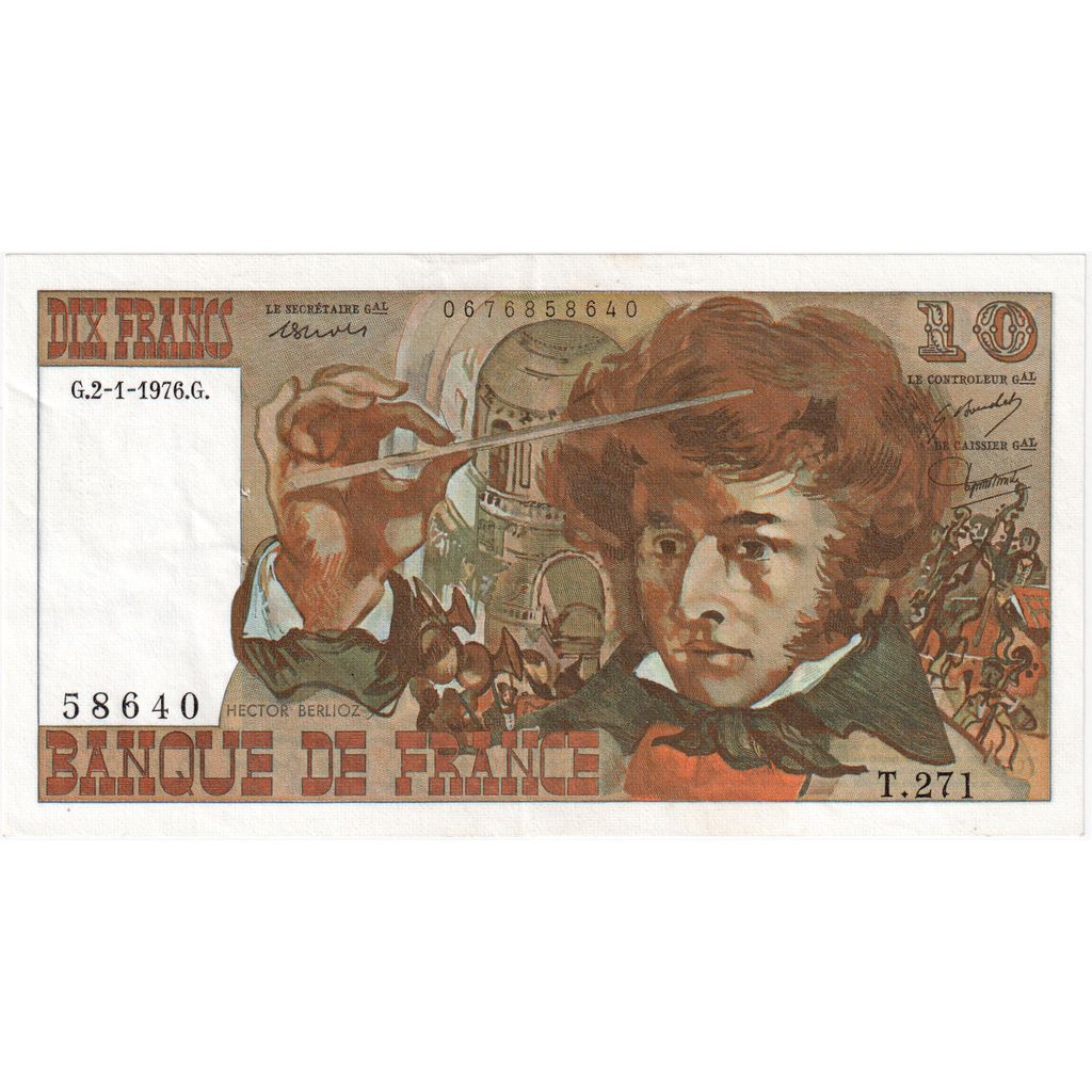 France, 10 Francs, Berlioz, 1976-01-02, T.271, EF(40-45)