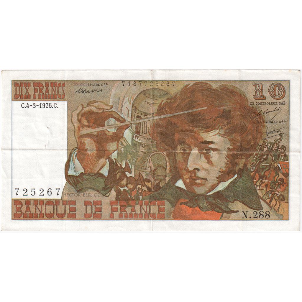 France, 10 Francs, Berlioz, 1976-03-04, N.288, EF(40-45)