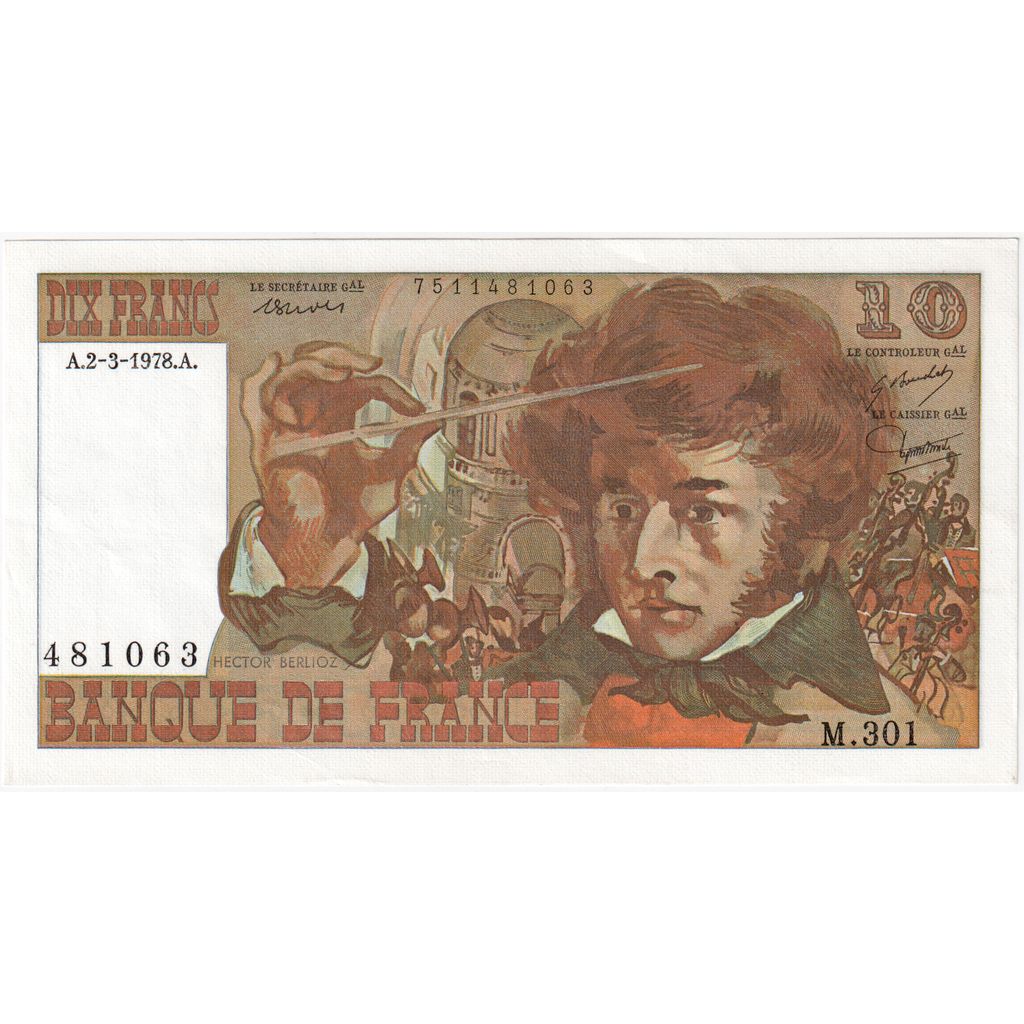 Frankreich, 10 Francs, Berlioz, 1978-03-02, M.301, VZ+