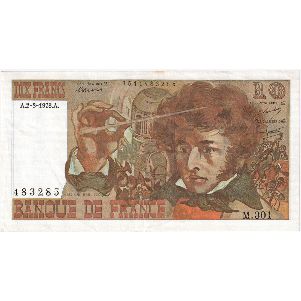 France, 10 Francs, Berlioz, 1978-03-02, M.301, EF(40-45)