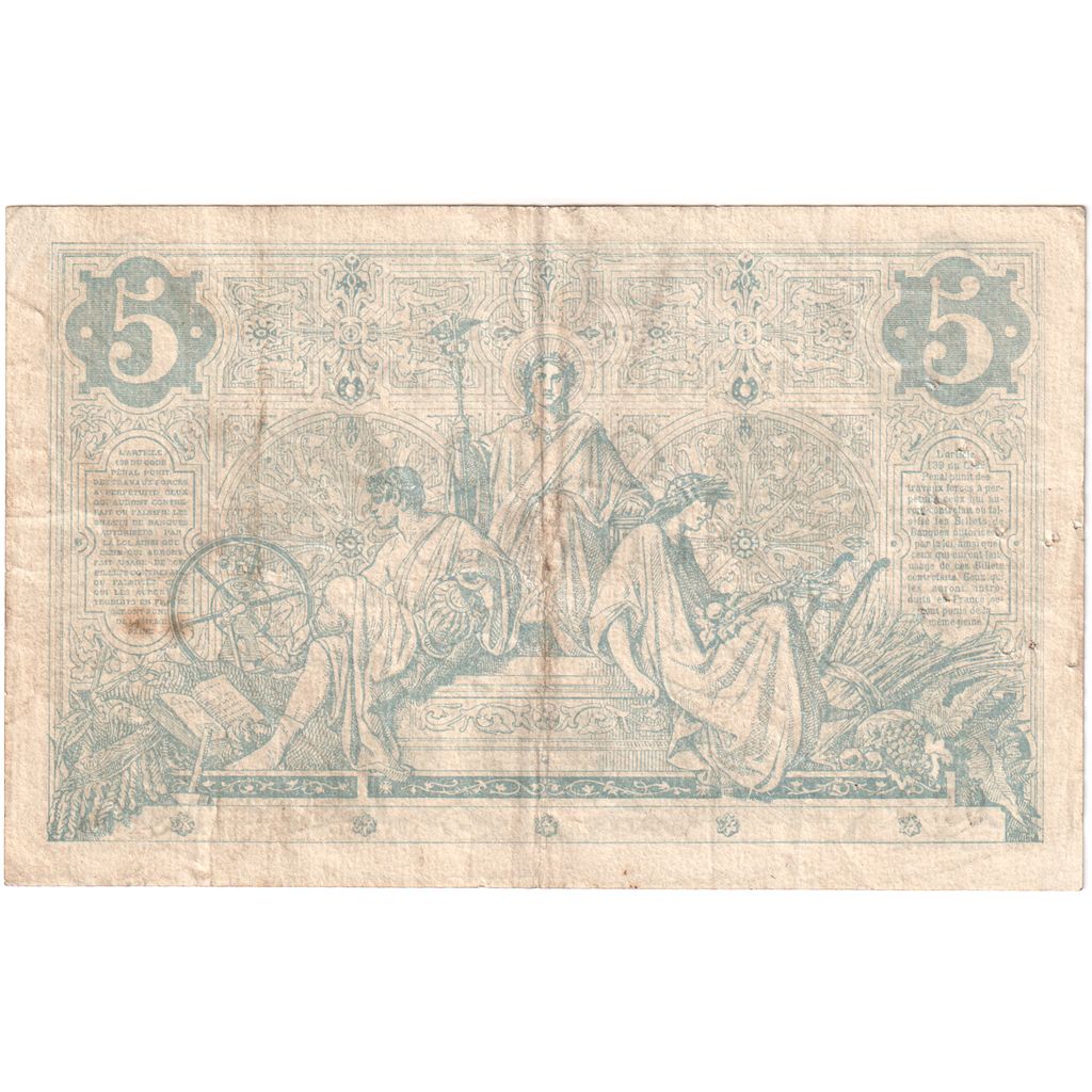 France, 5 Francs, Noir, 1873-09-05, T.3100, VF(30-35)