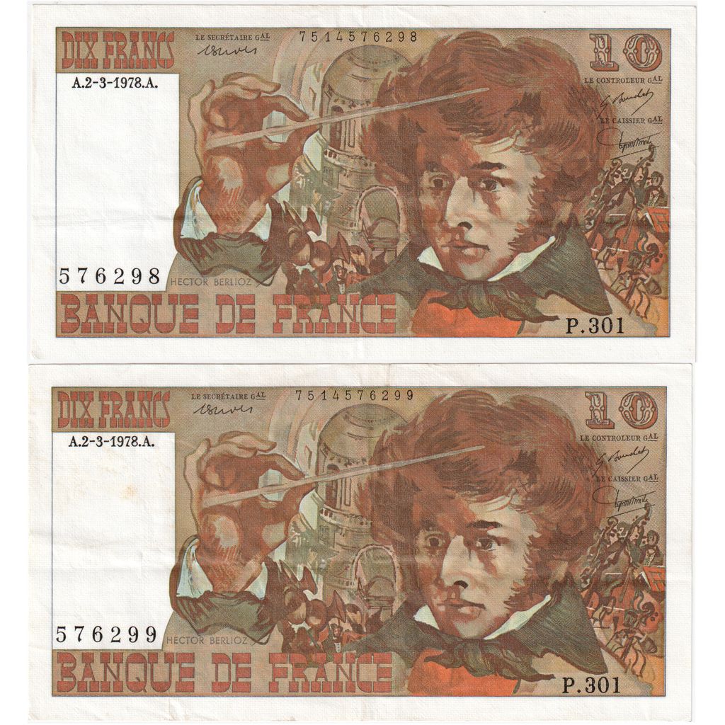 Frankrijk, 10 Francs, Berlioz, 1978-03-02, P.301, TTB+