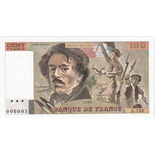 France, 100 Francs, Delacroix, 1988, A.128, Pedigree, AU(55-58)