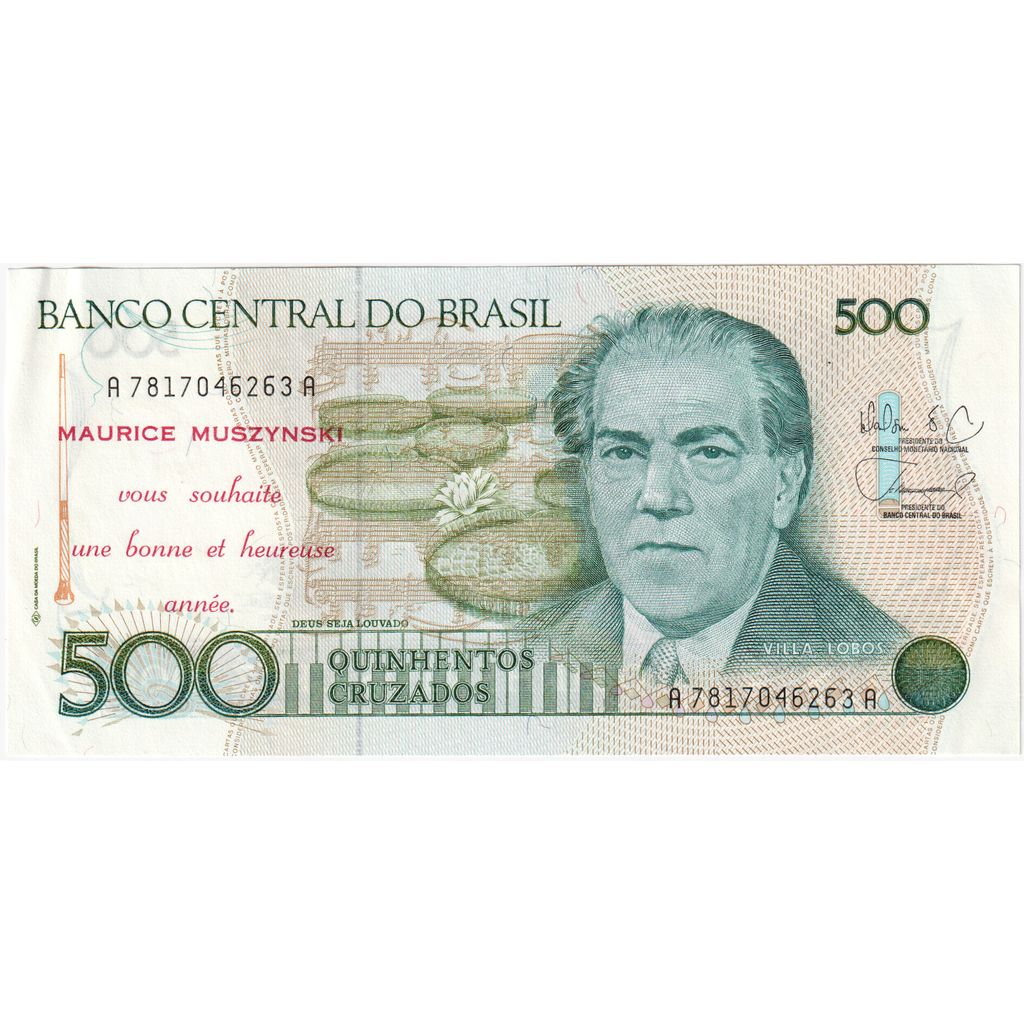 Brazil, 500 Cruzados, Undated (1988), Pedigree, overprint, UNC(63)
