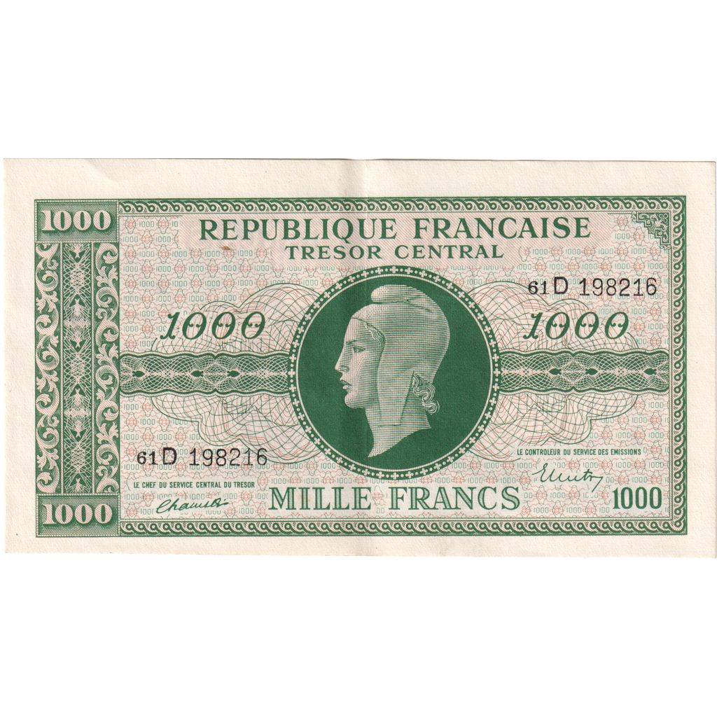 Frankrijk, 1000 Francs, Marianne, Undated (1945), 61D, SUP