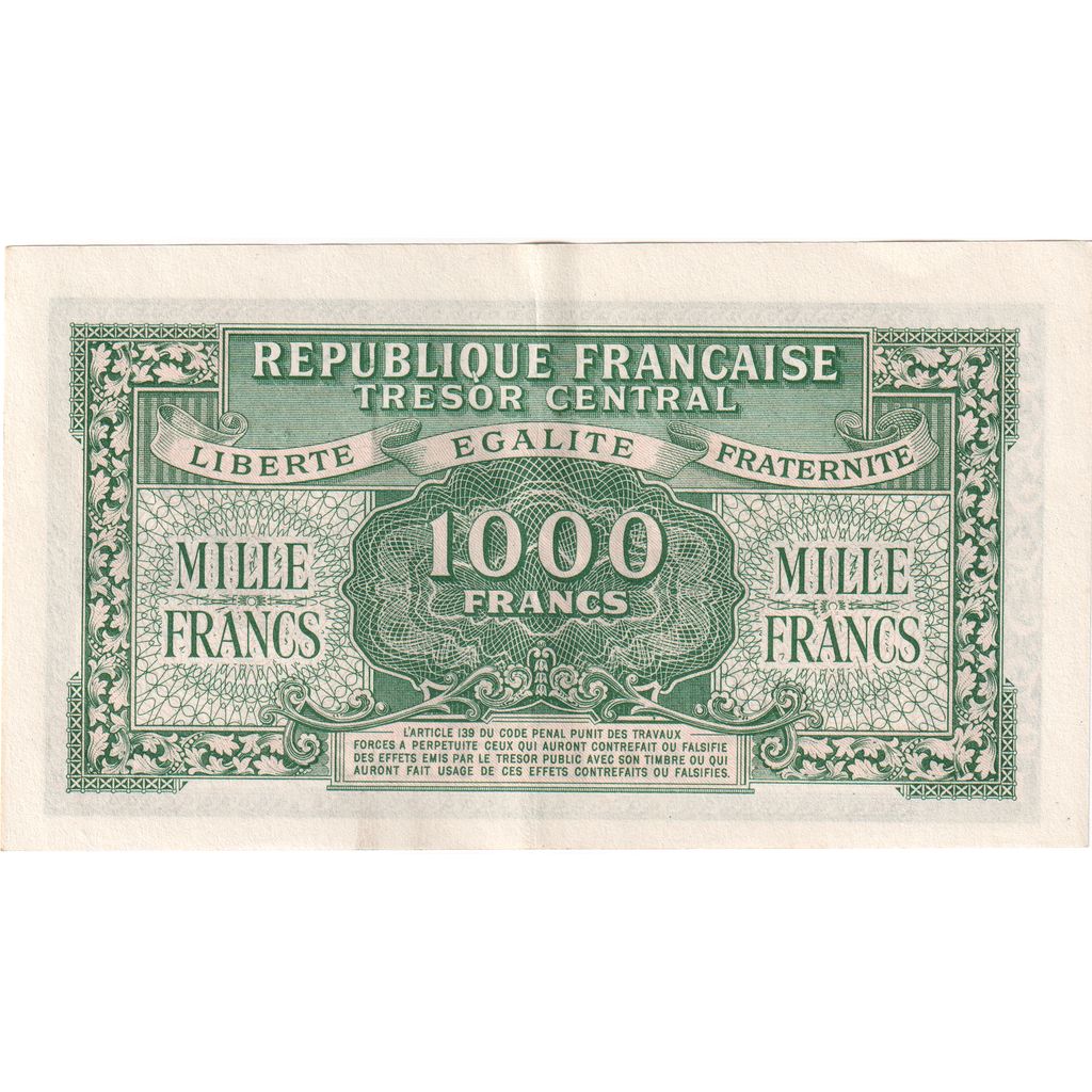 Frankrijk, 1000 Francs, Marianne, Undated (1945), 61D, SUP