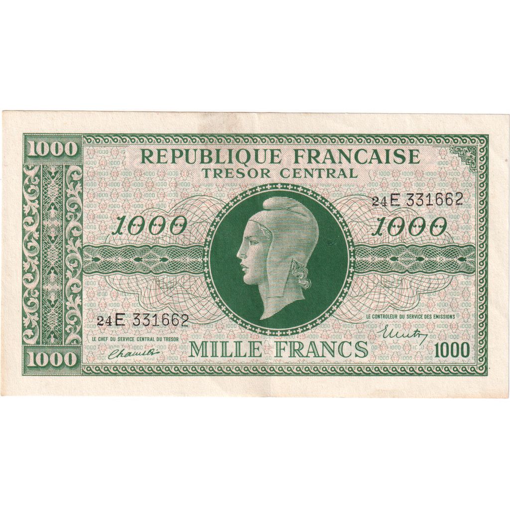 Frankrijk, 1000 Francs, Marianne, Undated (1945), 24E, SUP
