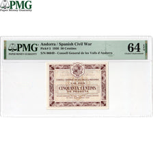 Andorra, 50 Centims, 1936-12-19, UNC 64 EPQ, PMG