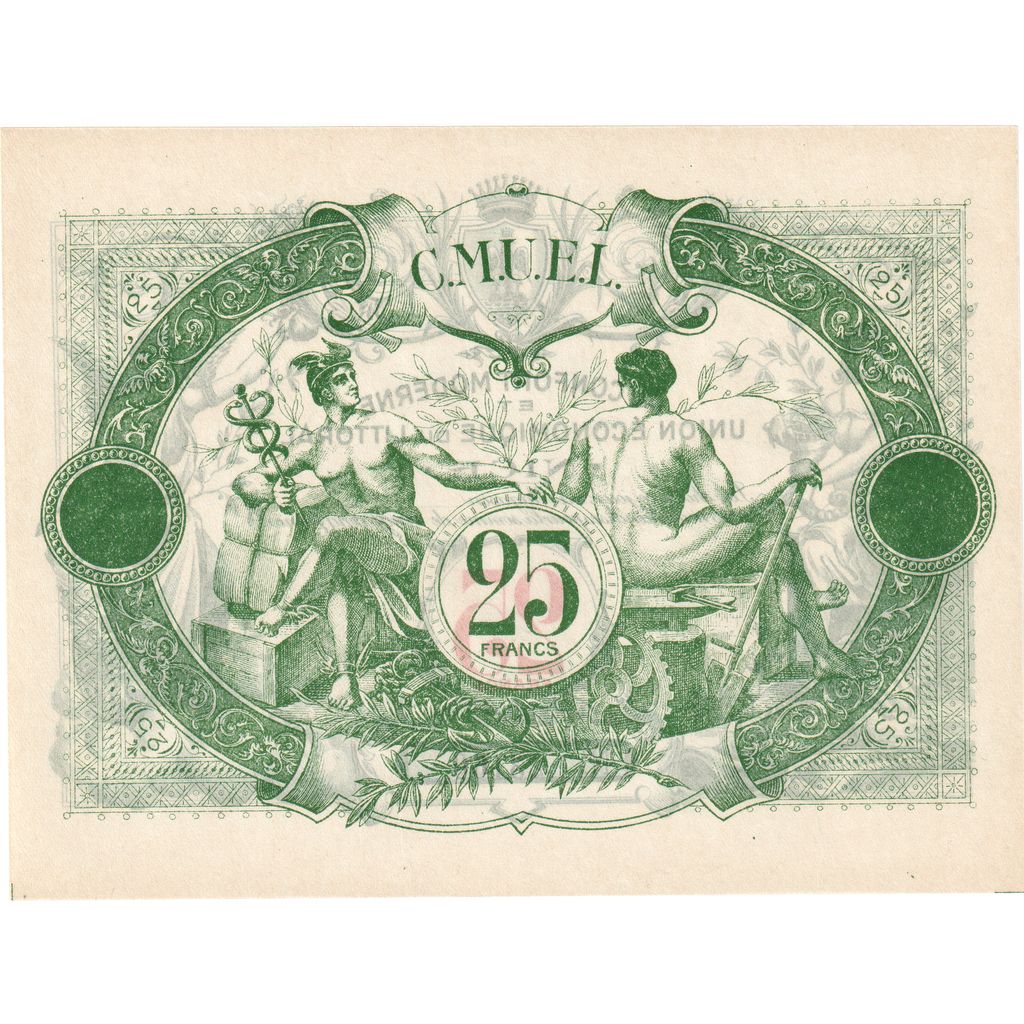 City of Nice, 25 Francs, C.M.U.E.L., UNC(63)