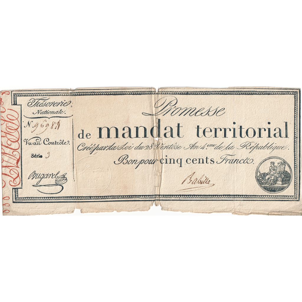 Francja, 500 Francs, 1796-03-18, 3, EF(40-45)