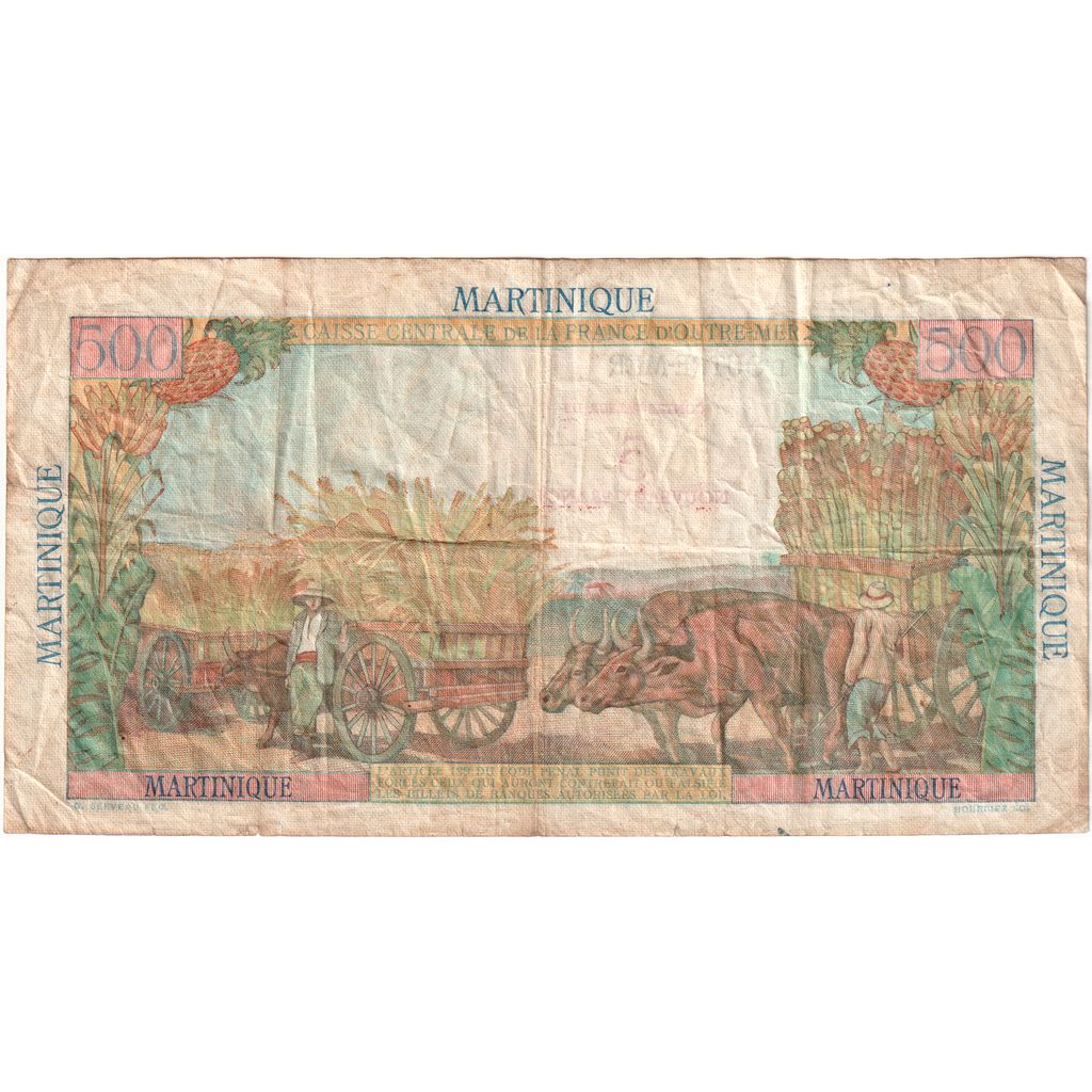 Martinique, 5 Nouveaux Francs sur 500 Francs, non daté (1960-1963), TB