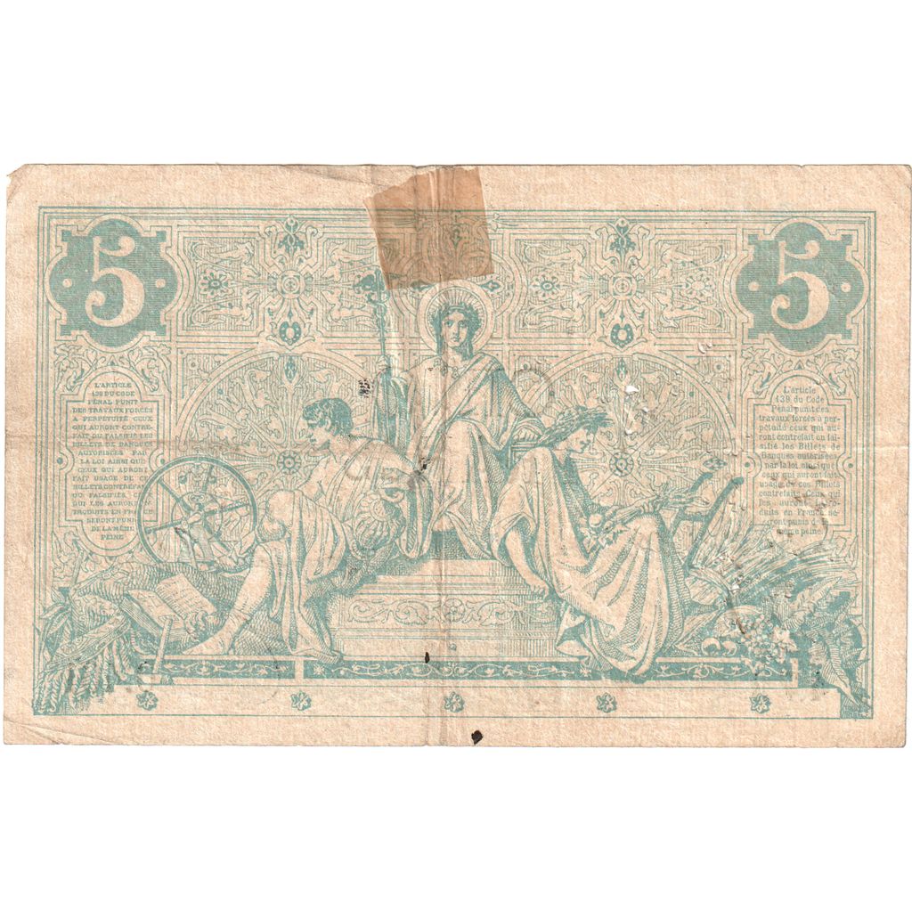 Francia, 5 Francs, Noir, 1872-05-14, O.461, MB