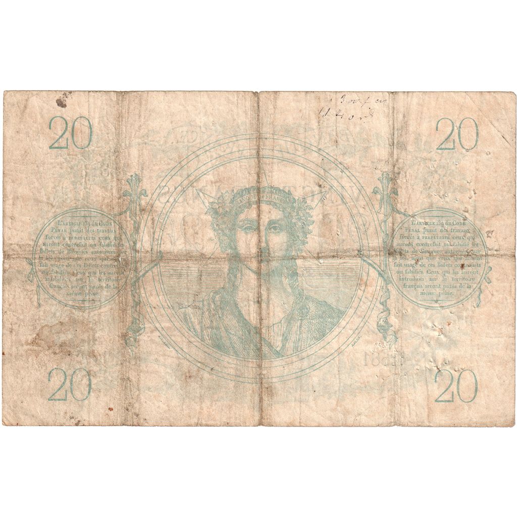 Francia, 20 Francs, Bleu, 1873-02-20, L.1581, MB