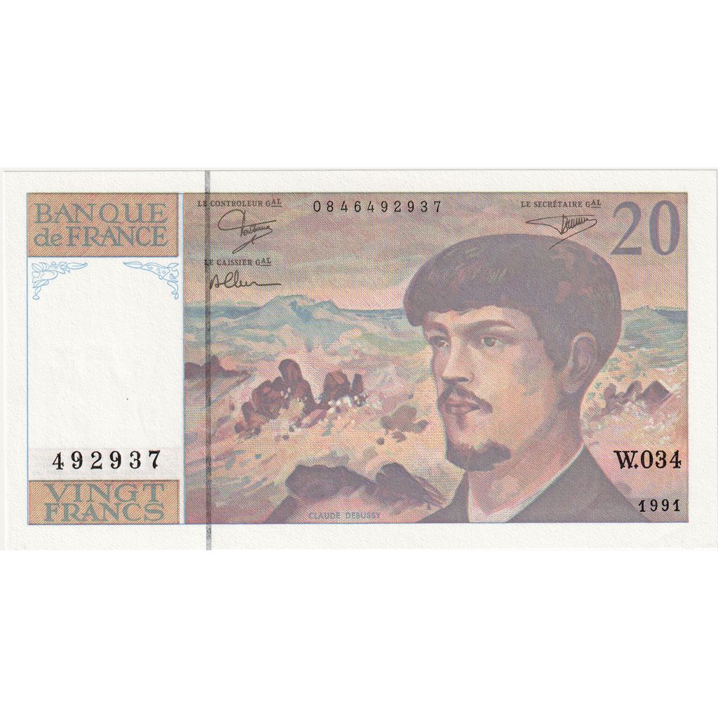Francia, 20 Francs, Debussy, 1991, W.034, SPL