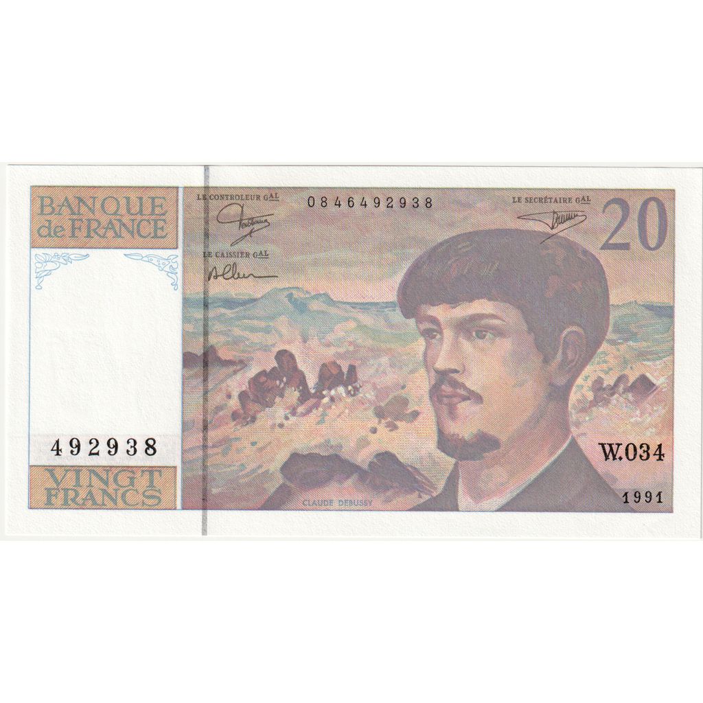 Francia, 20 Francs, Debussy, 1991, W.034, SPL