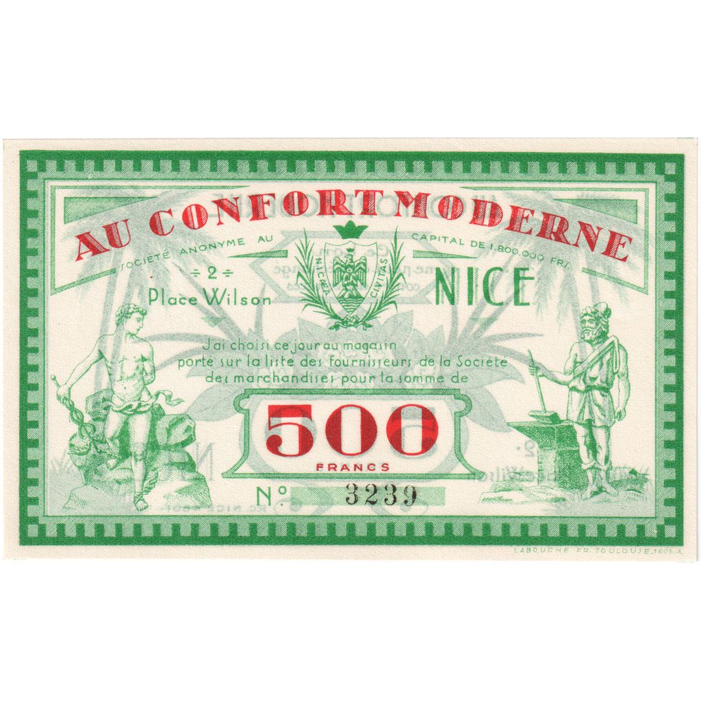 Frankreich, 500 Francs, ND(1930-1940), Au Confort moderne, Nice, VZ