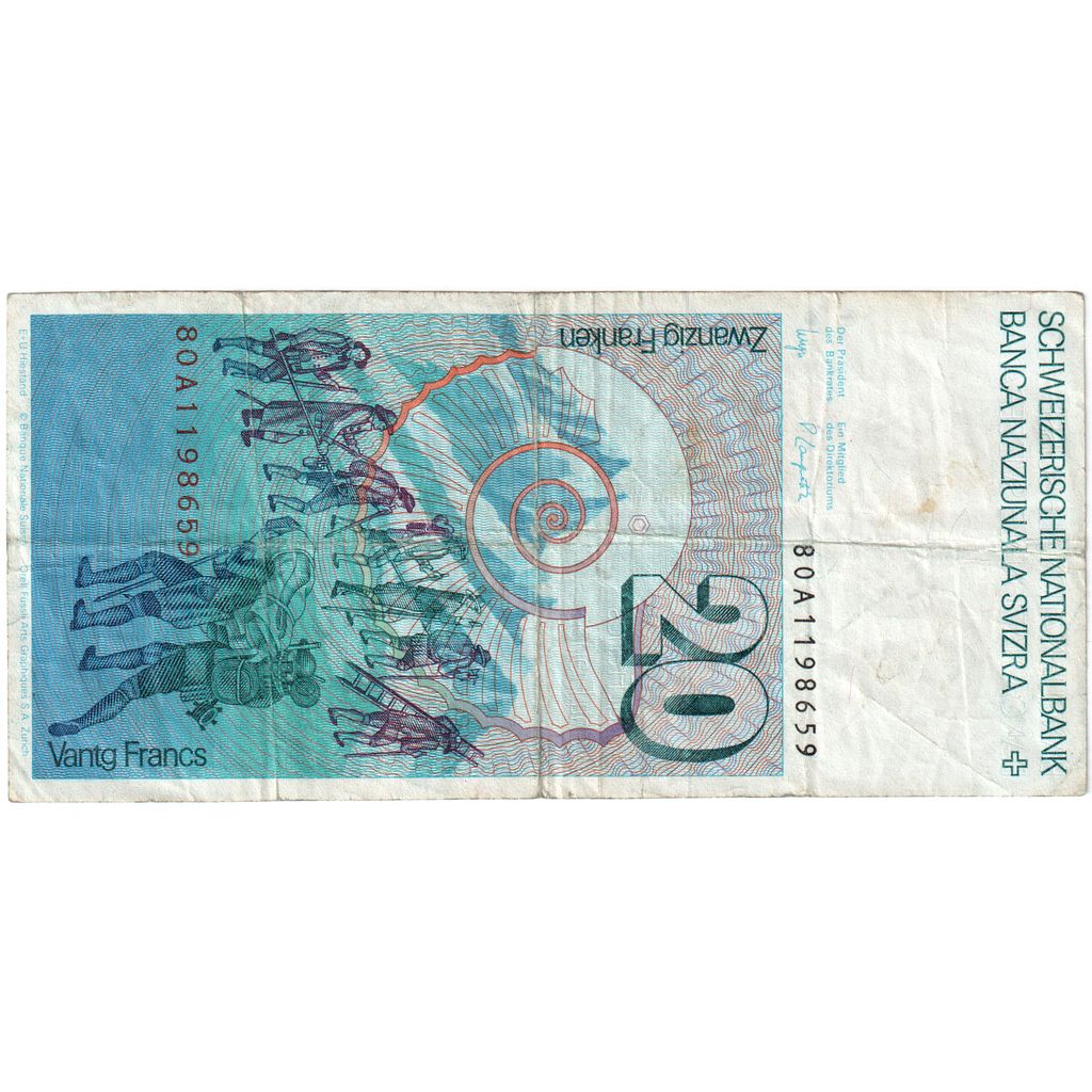 Suiza, 20 Franken, 1980, BC