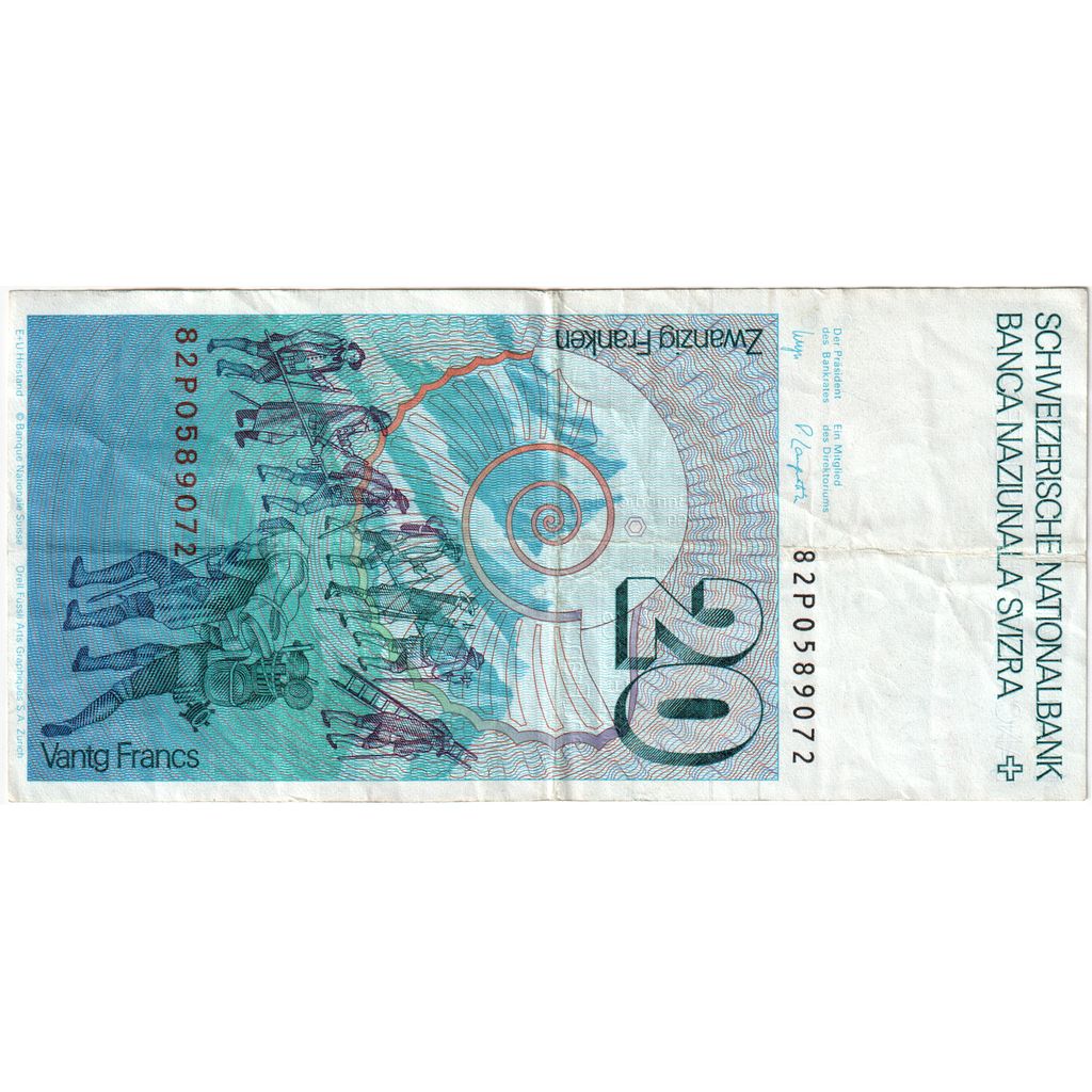 Suíça, 20 Franken, 1982, EF(40-45)