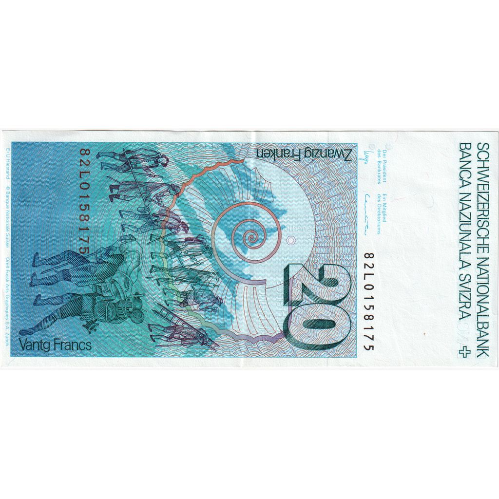 Suíça, 20 Franken, 1982, AU(50-53)