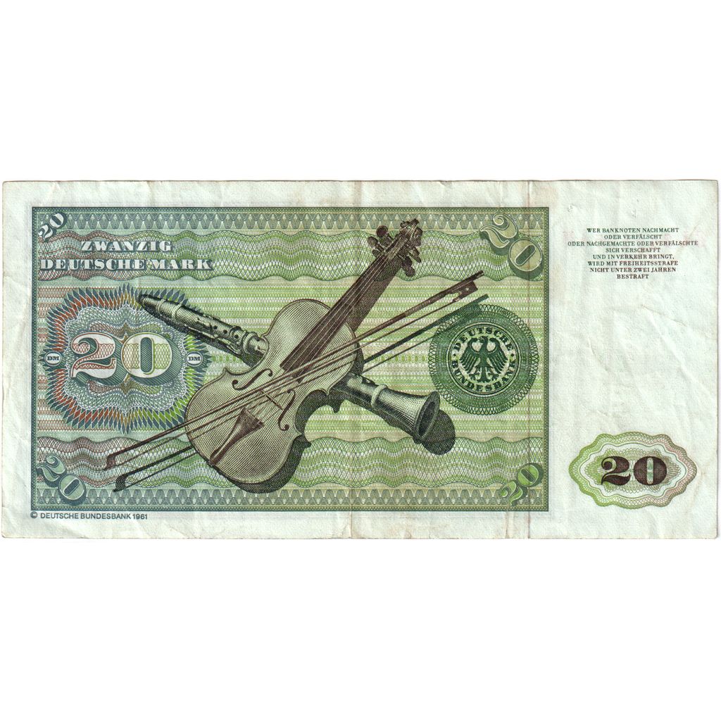 GERMANIA - REPUBBLICA FEDERALE, 20 Deutsche Mark, 1980-01-02, MB+