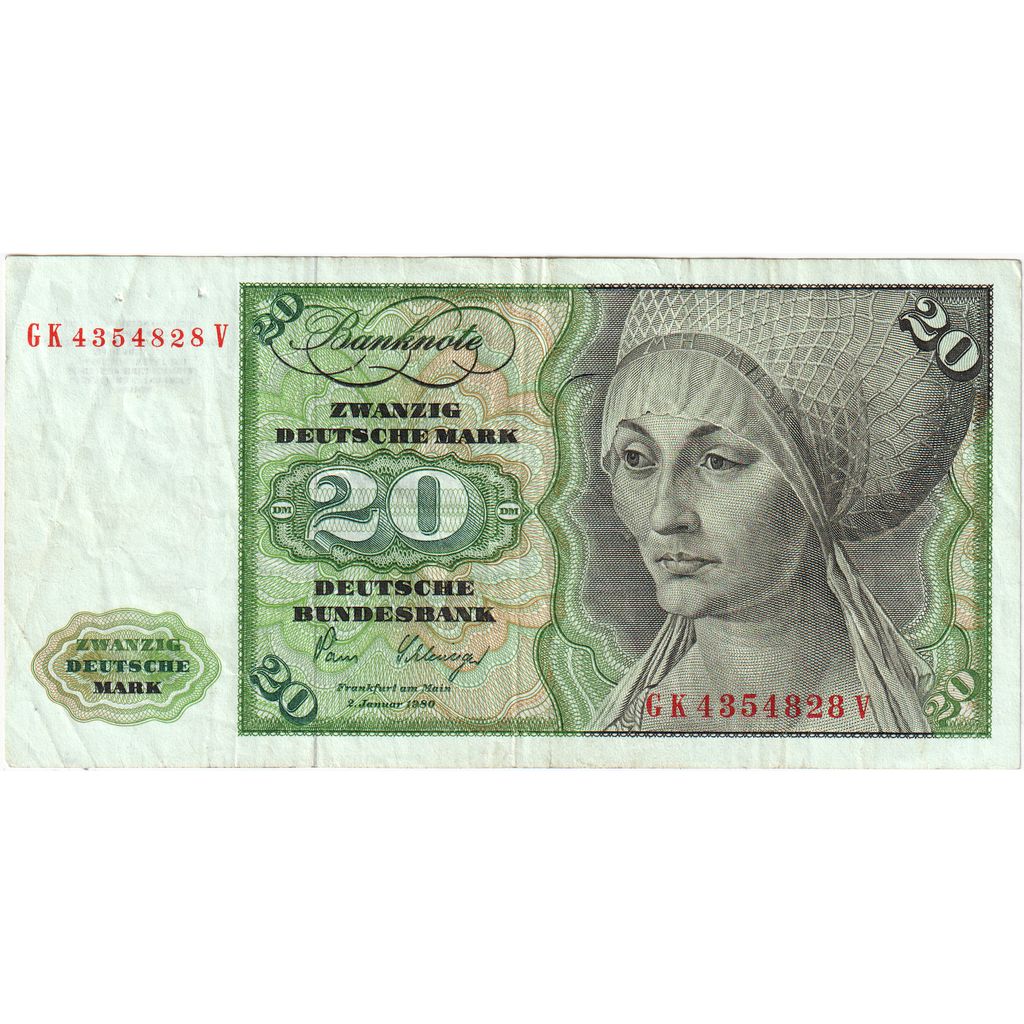 Niemcy - RFN, 20 Deutsche Mark, 1980-01-02, EF(40-45)