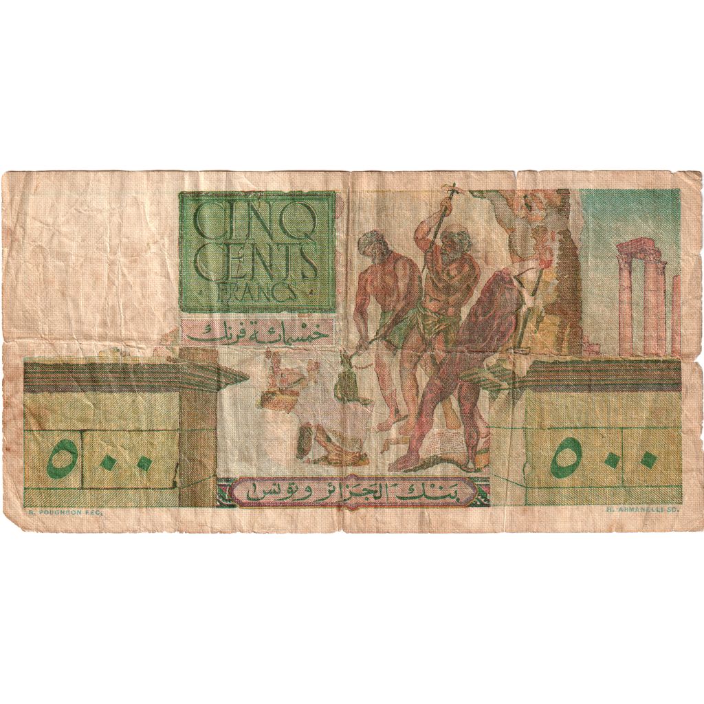 Tunisia, 500 Francs, 1952-06-30, B+