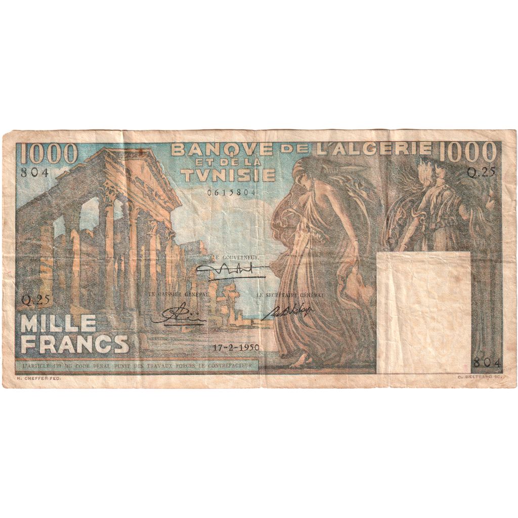 Túnez, 1000 Francs, 1950-02-17, BC