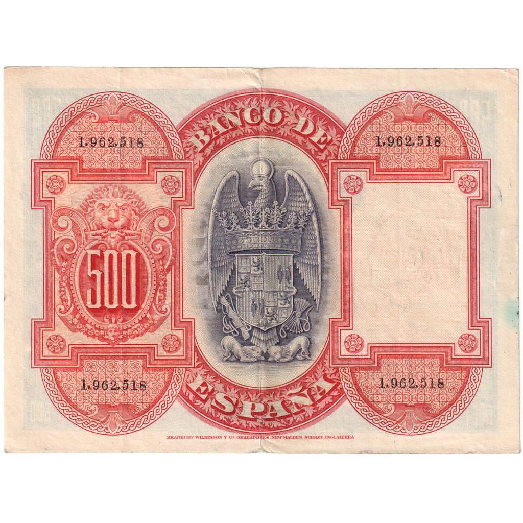 Espagne, 500 Pesetas, 1927-07-24, TTB