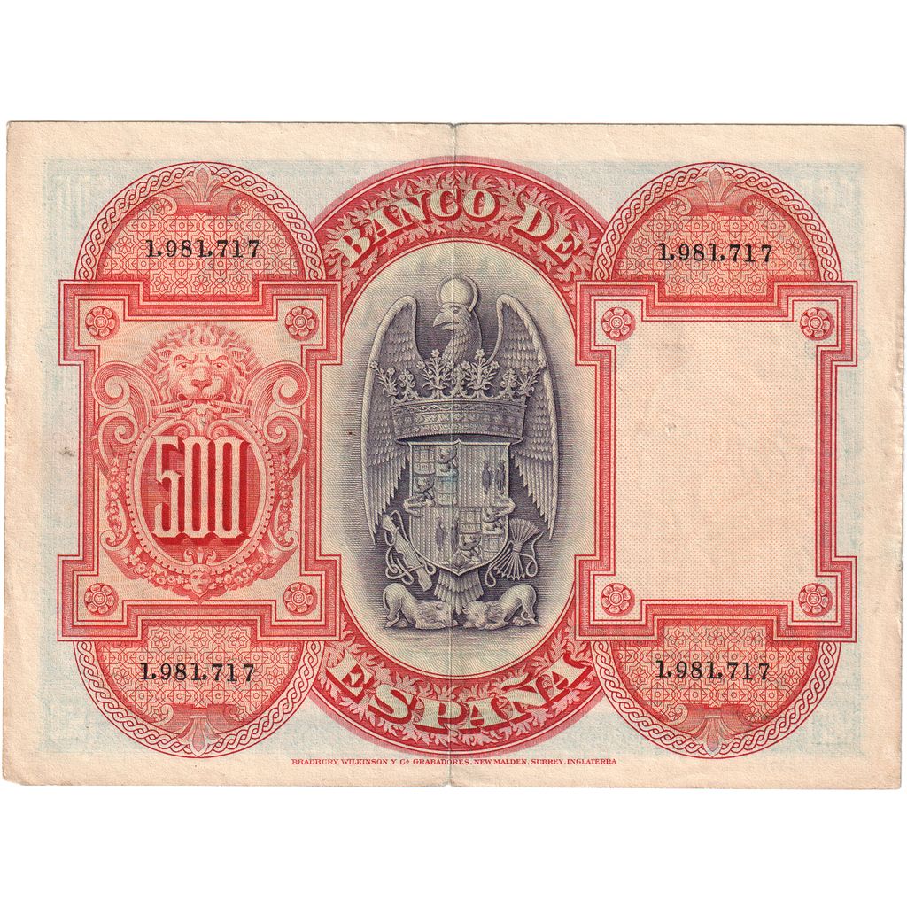 Spanje, 500 Pesetas, 1927-07-24, TTB+
