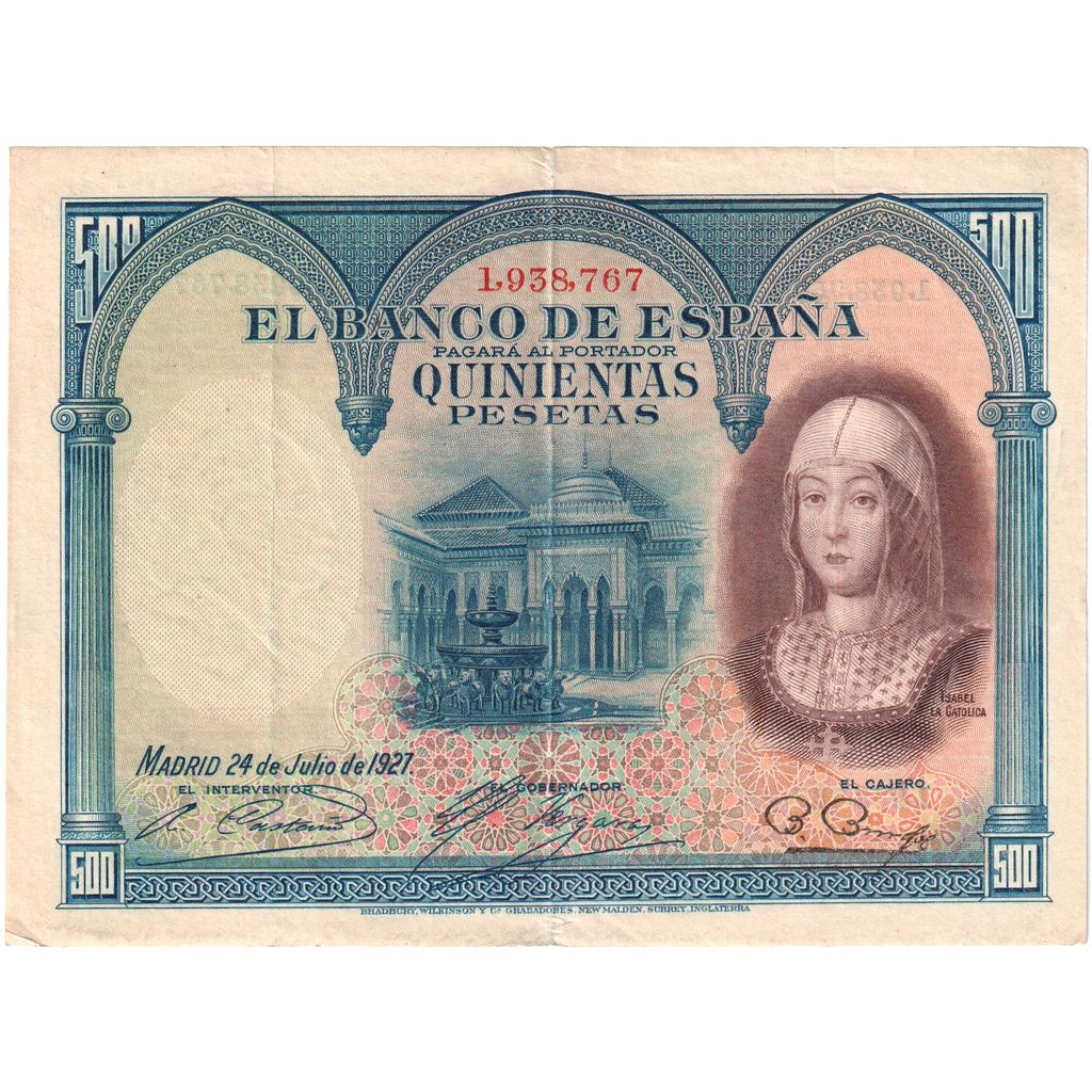 Spagna, 500 Pesetas, 1927-07-24, BB