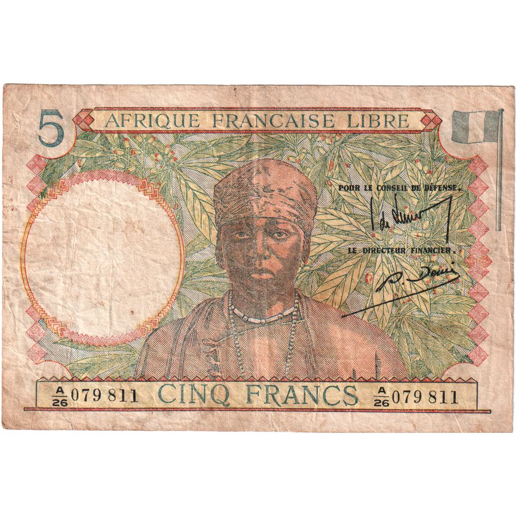 French West Africa, 5 Francs, Undated (1943), VF(20-25)