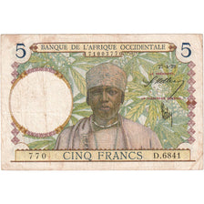 Frans West Afrika, 5 Francs, 1939-04-27, TB+