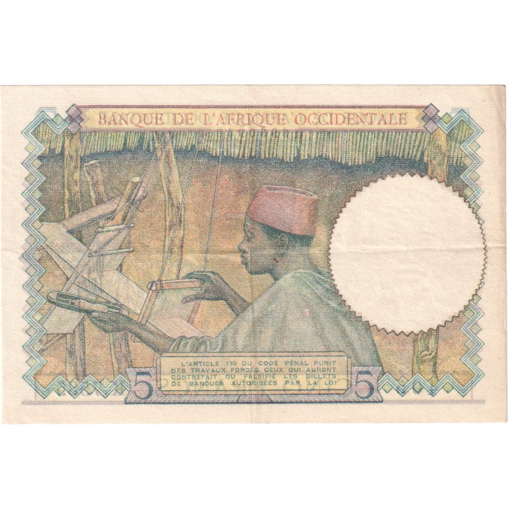 Africa occidentale francese, 5 Francs, 1941-03-06, BB+