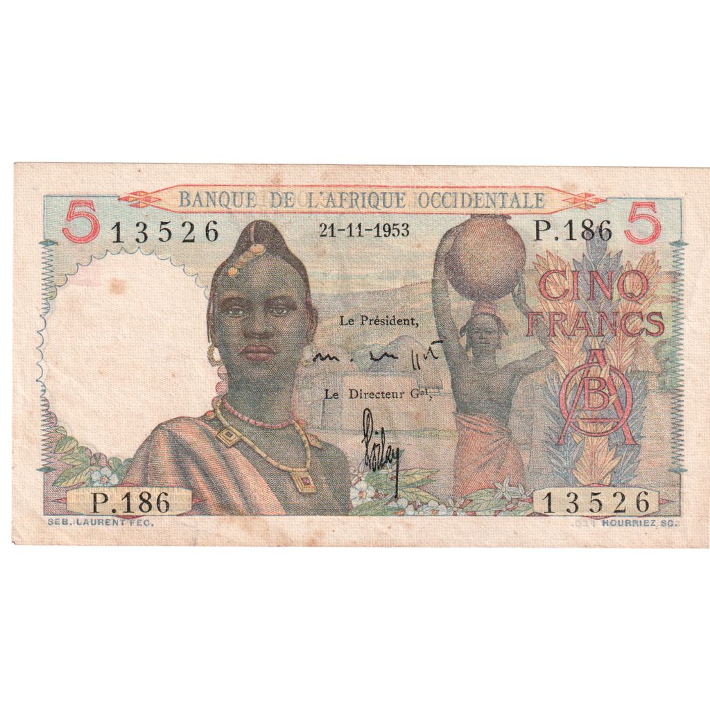 África oriental francesa, 5 Francs, 1953-11-21, MBC+