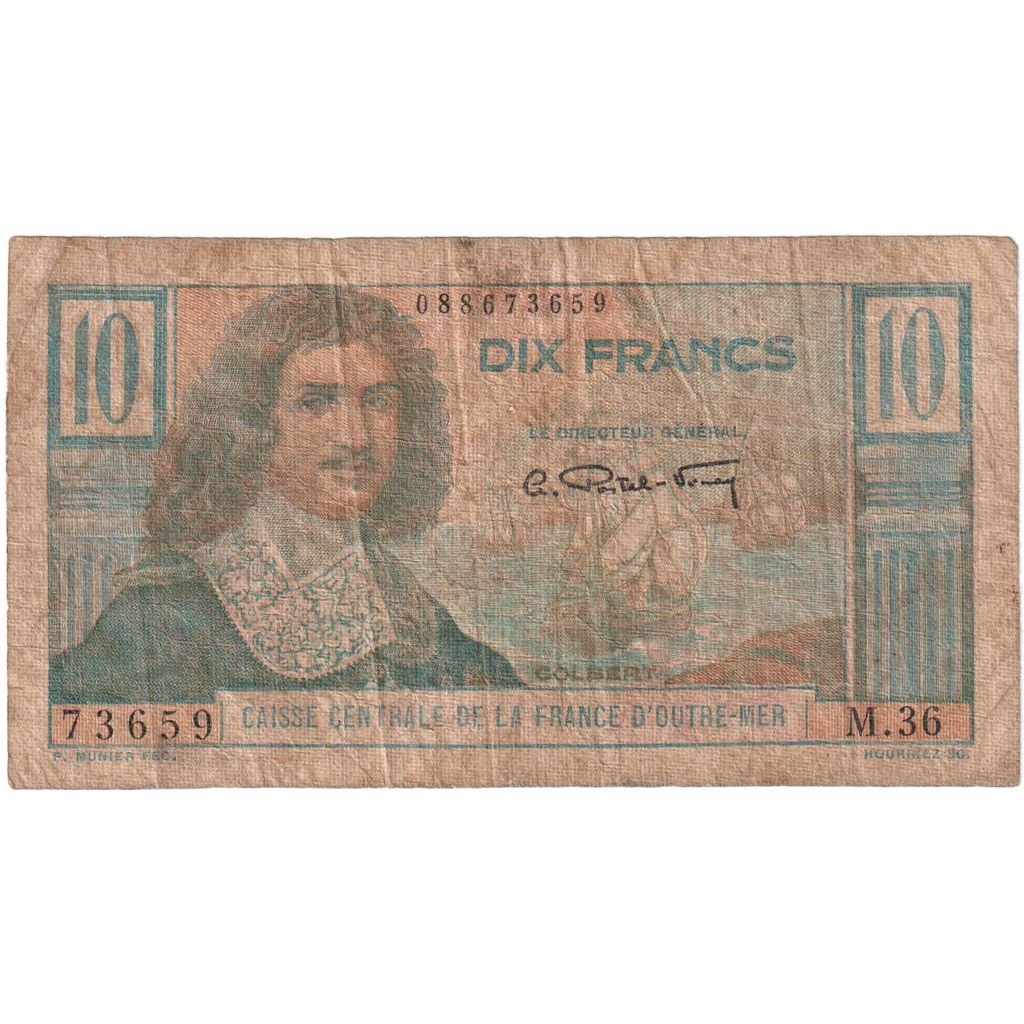 French Equatorial Africa, 10 Francs, Colbert, Undated (1947), F(12-15)