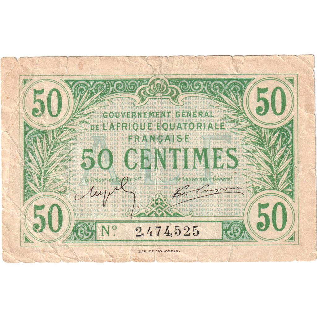 Africa equatoriale francese, 50 Centimes, Undated (1917), MB