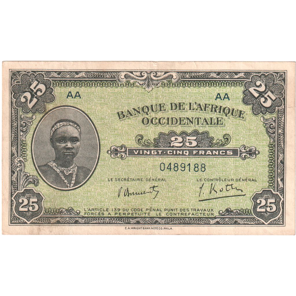 África Ocidental Francesa, 25 Francs, 1942-12-14, AU(50-53)