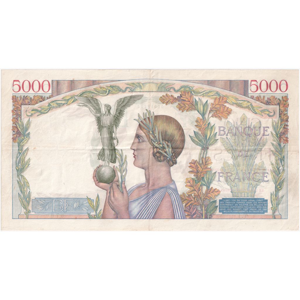 França, 5000 Francs, Victoire, 1934-11-08, T.1, AU(50-53)