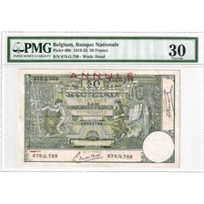 Belgia, 50 Francs, 1923-05-09, cancelled, VF 30, PMG