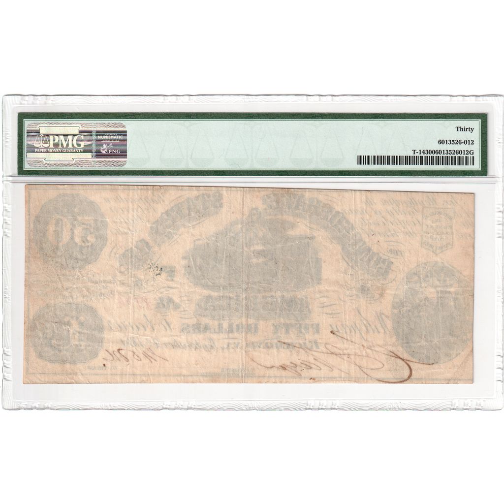 Confederate States of America, 50 Dollars, 1861-09-02, VF 30, PMG