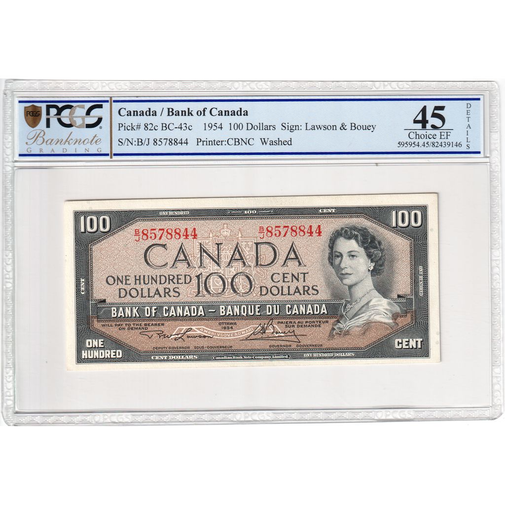 Canada, 100 Dollars, 1954, EF 45, PCGS