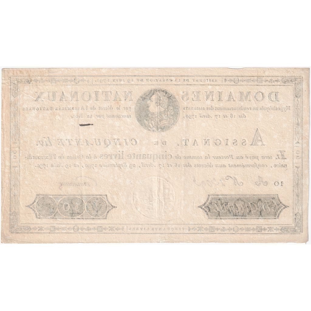 Francia, 50 Livres, 1791-06-19, 10A, BB
