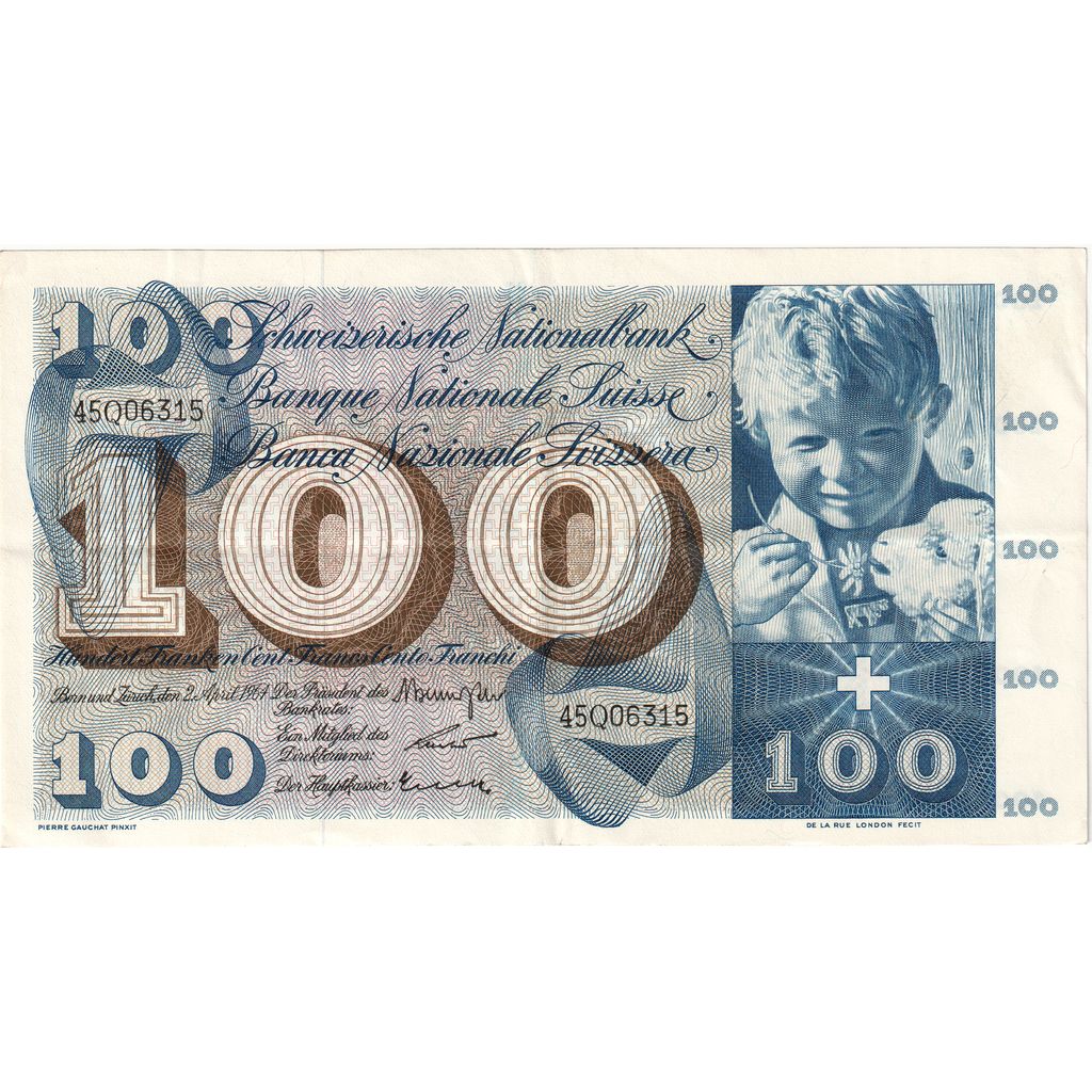 Szwajcaria, 100 Francs, 1964-04-02, AU(55-58)