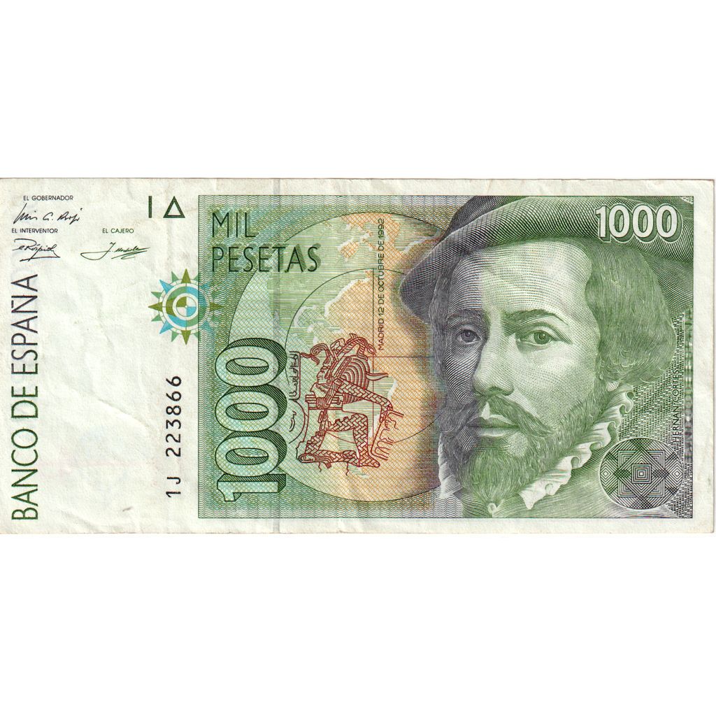 Espagne, 1000 Pesetas, 1992-10-12, TTB